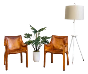 1970s Pair of Cab 413 Armchairs in Cognac Leather by Mario Bellini for Cassina