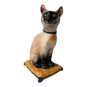 1960s Majolica Seal Point Cat Figurine