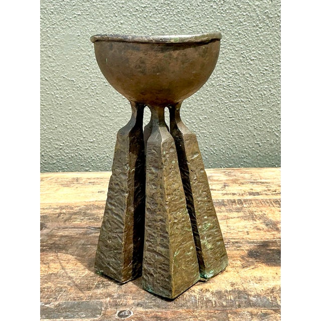 Vintage Hammered Bronze Chalice For Sale - Image 10 of 12