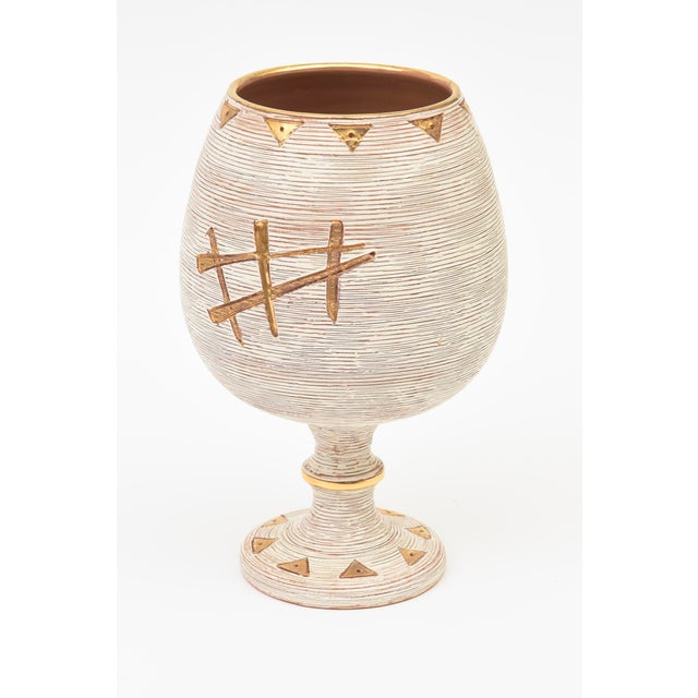 Fratelli Fanciullacci Vintage Fratelli Fanciullacci Ceramic Sgraffiti Pedestal Vase Bowl With Horse Motif, Italy, 1960's For Sale - Image 4 of 8