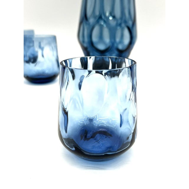 Blue Carafe with Glasses from Empoli, 1960s, Set of 6 For Sale - Image 14 of 17