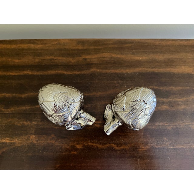 Contemporary Vintage Godinger Silver-Plated Artichoke Salt & Pepper Shakers - Pair For Sale - Image 3 of 11