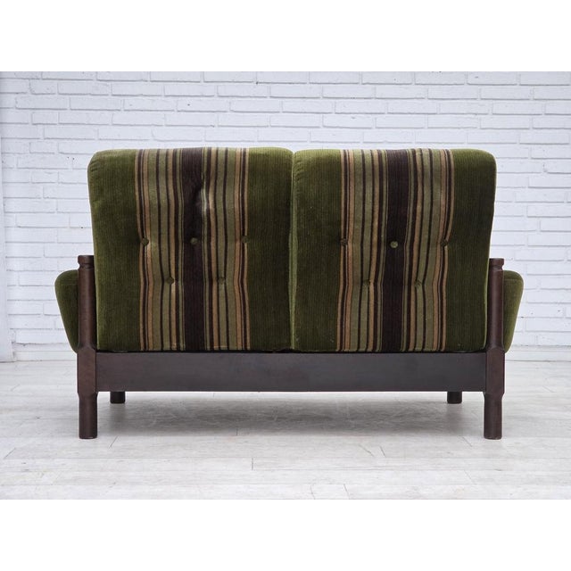 Vintage Scandinavian Two-Seater Sofa in Green Furniture Velour and Beech, 1970s For Sale - Image 13 of 18