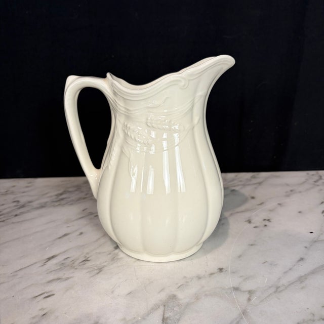 English 19th Century English Ironstone Pitcher With Wheat Motif For Sale - Image 3 of 7