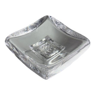 Late 20th Century Kosta Boda Clear Art Glass Square Dish by Bertil Vallien For Sale