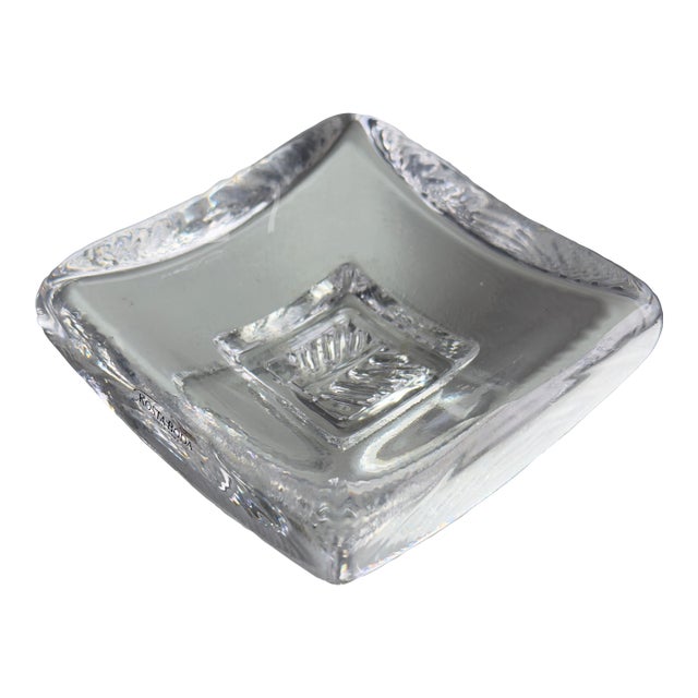 Late 20th Century Kosta Boda Clear Art Glass Square Dish by Bertil Vallien For Sale
