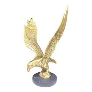 Vintage Brass Eagle on Marble Base 9.5" Patriotic Desk Sculpture