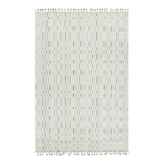 Rug & Kilim’s Contemporary Rug in White with High-Low Geometric Patterns - 13x19 For Sale