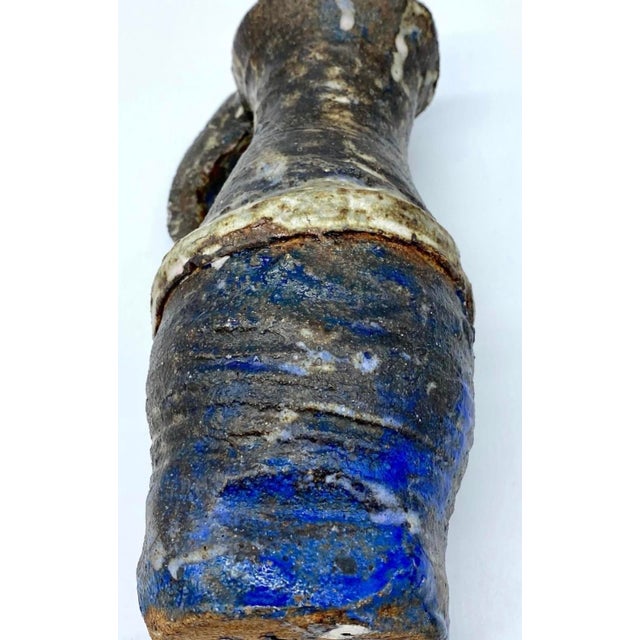Mid 20th Century Vintage Brutalist Studio Art Pottery Pitcher Vase, Signed MCM Handmade Ceramic Vessel For Sale - Image 5 of 9
