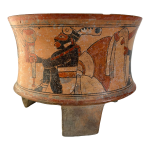 Mayan Tripod Tribute Vessel, Depicts the Hero Twins, Late Classic Period, 600-900 Common Era - 1 Piece