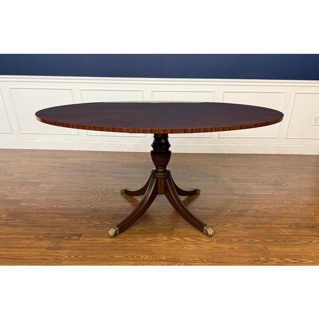 Traditional Oval Walnut Dining/Breakfast/Foyer/Game Table by Leighton Hall - Showroom Sample For Sale - Image 3 of 8
