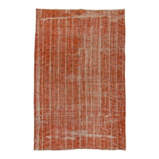 Vintage Orange Overdyed Turkish Rug - 6'5" X 9'10" For Sale