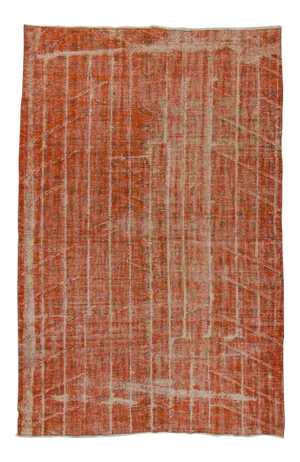 Vintage Orange Overdyed Turkish Rug - 6'5" X 9'10"