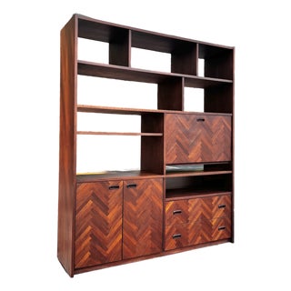 Mid Century Danish Modern Herringbone Room Divider or Dry Bar For Sale