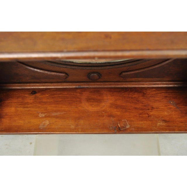 Antique Eastlake Victorian Carved Walnut Oval Mirror Sideboard Backsplash Shelf For Sale - Image 10 of 18