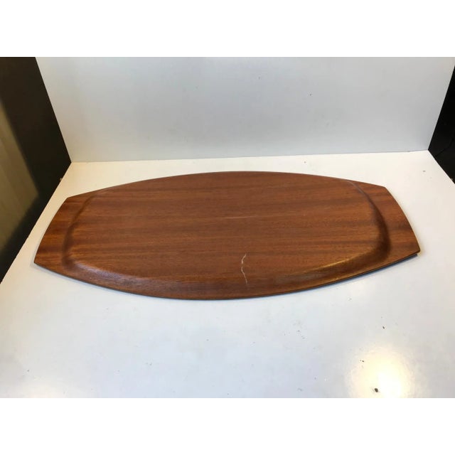 Wood Large Danish Teak Veneer Serving Tray from Silva, 1960s For Sale - Image 7 of 8