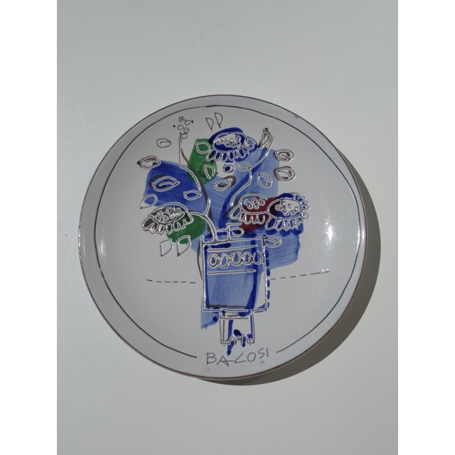 Italian Art Ceramic Pottery Plate by Manlio Bacosi Deruta, 1970s For Sale - Image 8 of 8