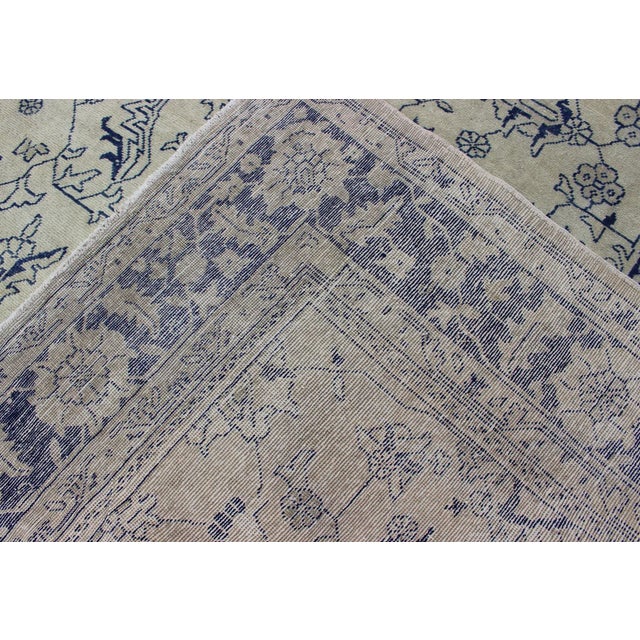 Floral Vintage Oushak in Blue and Cream With All-Over Design 8'0 X 10'7 For Sale - Image 12 of 13