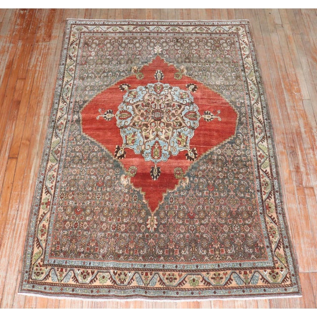 Folk Art Antique Zabihi Collection Persian Bidjar Iron Fist Rug - 4'8" x 7' For Sale - Image 3 of 9