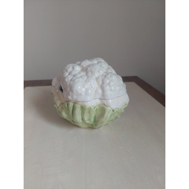 Late 20th Century Cauliflower Tromp l'Oiel Single Serve Covered Soup Bowl For Sale - Image 4 of 7