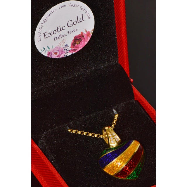 Italian Designer Barbero & Ricci 18k Solid Gold Diamond Enamel Heart Enhancer Pendant Charm For Sale - Image 13 of 13