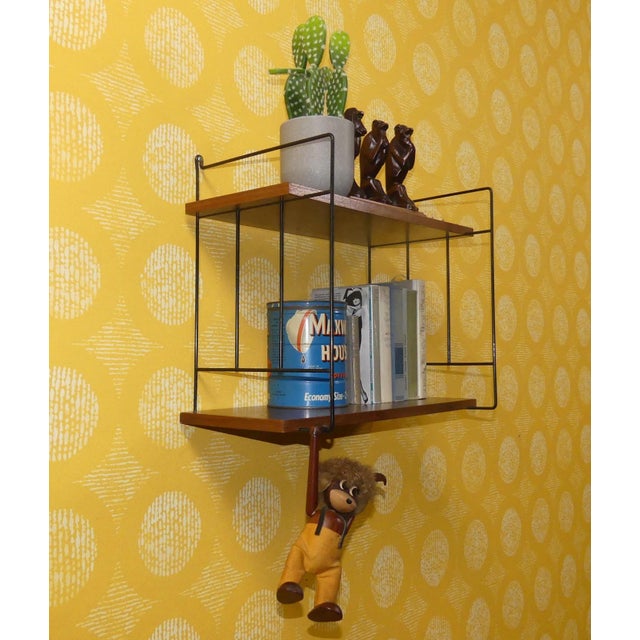 Wood Small Hanging String Shelf in Walnut, 1960s For Sale - Image 7 of 11