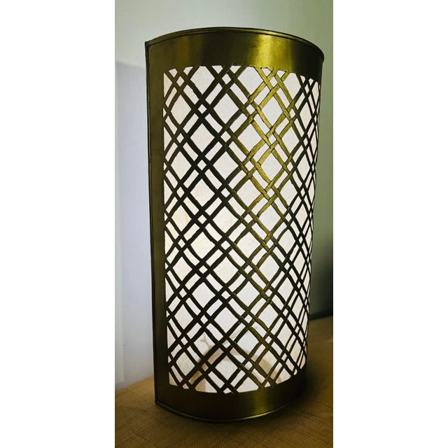 1990s Mid-Century Modern Style Brass Diamond Design Wall Sconce, a Pair For Sale - Image 5 of 10