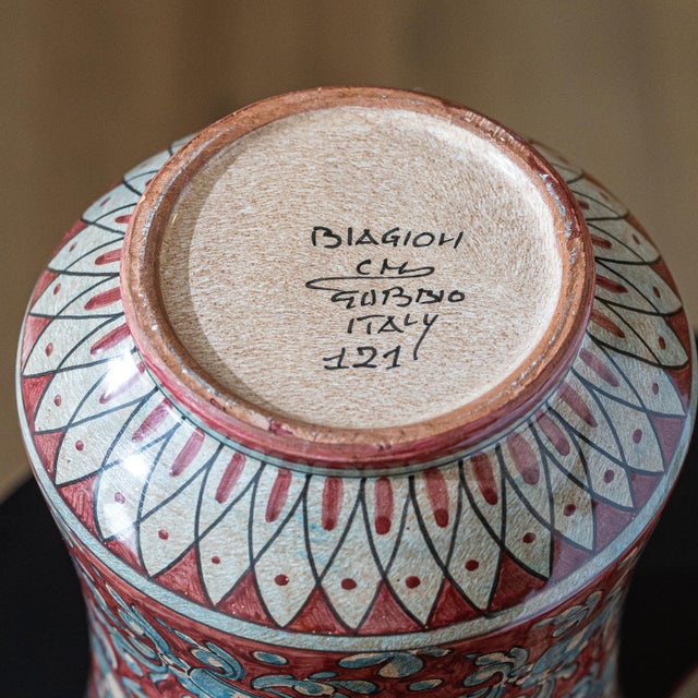 Vintage Biagioli Gubbio Italian Ceramic Majolica Urn For Sale In Sacramento - Image 6 of 6