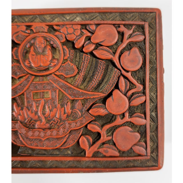 Chinese 20th Century Chinese Imperial Three Color Cinnabar Lacquer 'Chun' Spring Box For Sale - Image 3 of 12