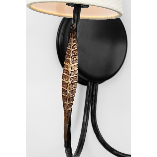 Traditional Thomas O'Brien for Visual Comfort Signature Kairos 14" Double Sconce in Aged Iron and Roman Bronze with Linen Shades For Sale - Image 3 of 8