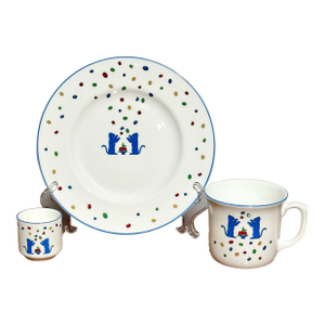 Vintage Cartier La Maison Des Enfants Porcelain Child’s Dining Set – Panther Motif – 1988