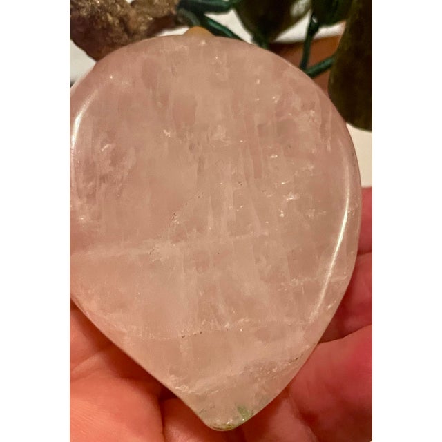 Asian Rose Quartz Carved Plum/Peach Fruit Hard Stone Leaves For Sale - Image 4 of 9