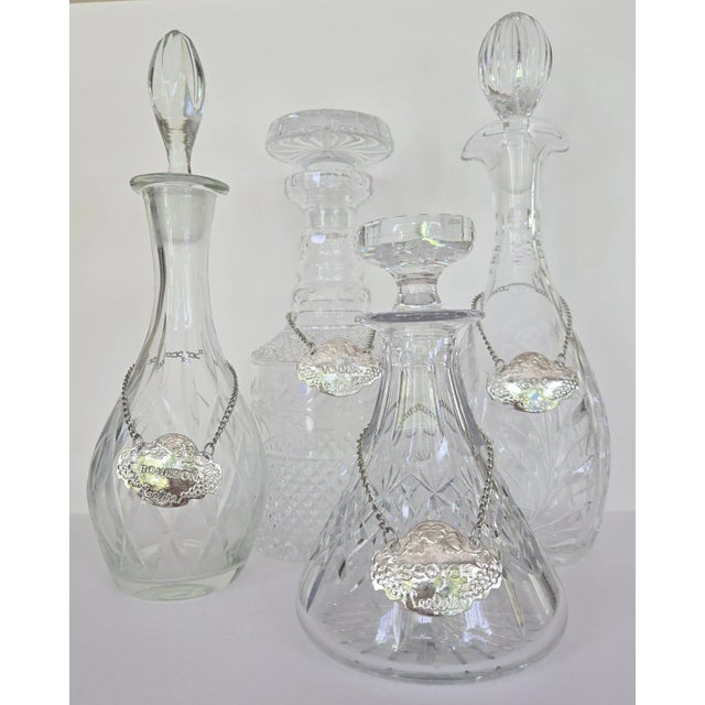 Metal 1990s Arthur Court Grape Pattern Cast Aluminum Liquor Decanter Tags, Set of 4 - Bourbon, Scotch, Vodka and Gin For Sale - Image 7 of 7