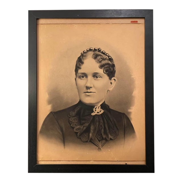 Antique Art Portrait Late 1800s Charcoal on Paper Drawing - Unsigned For Sale