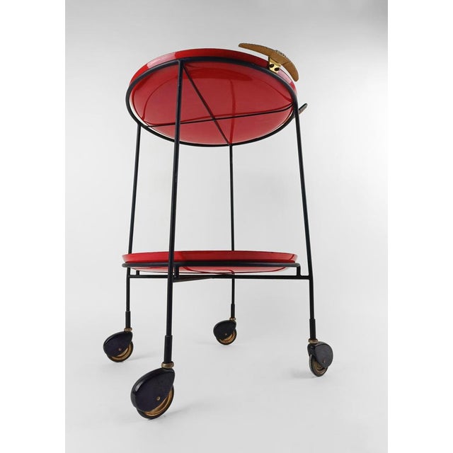 Black Mid-Century Italian Rounded Cart attributed to Siva Poggibonsi, 1960s For Sale - Image 8 of 18