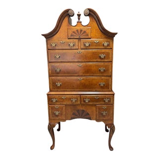 Queen Anne American Cherry Bonnet Top Highboy, 18th Century For Sale