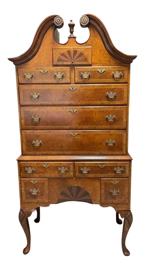 Queen Anne American Cherry Bonnet Top Highboy, 18th Century