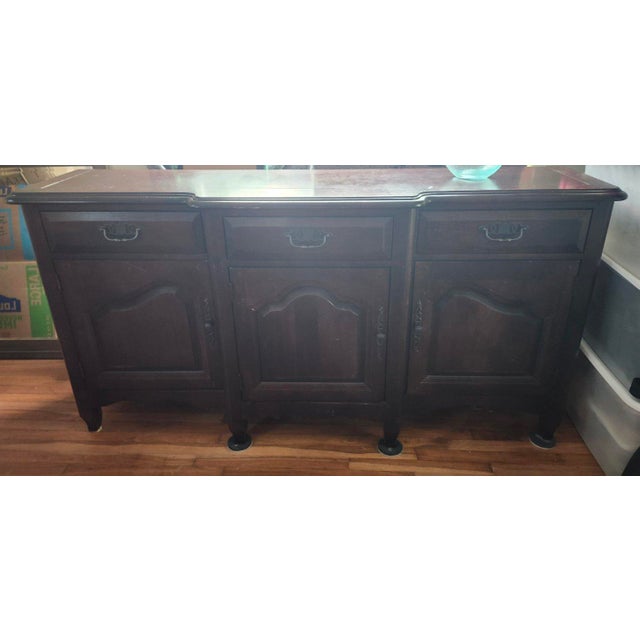 French Provincial Late 20th Century Old World French Provincial Style 3 Door Solid Wood Dining Buffet For Sale - Image 3 of 14