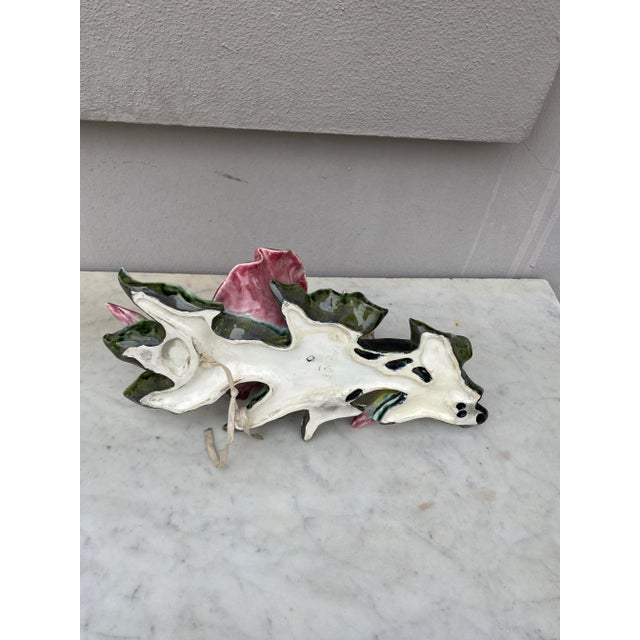 Ceramic Late 19th Century Fives Lille French Majolica Morning Glory Wall Pocket For Sale - Image 7 of 11