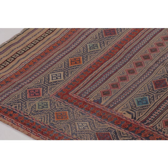 Tribal Vintage Persian Soumak Kilim, Tribal Diamonds in Light Jewel Tones - Rug & Kilim For Sale - Image 3 of 7
