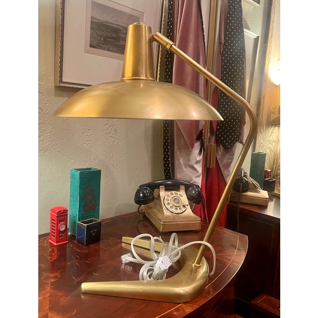 Mid-Century Modern Late 20th Century Contemporary Brass Adjustable Desk Lamp in the Mid-Century Modern Style For Sale - Image 3 of 7