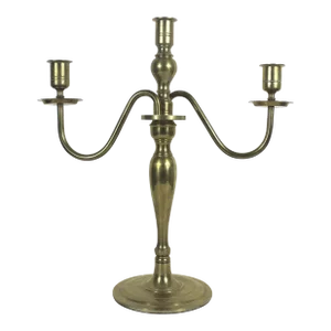 Vintage Brass Candelabra, Three Arm Candle Holder With Patina