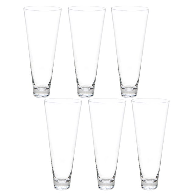 Crystal Pilsner Glasses by Deborah Ehrlich, Hand Blown in Sweden - Set of 6 For Sale