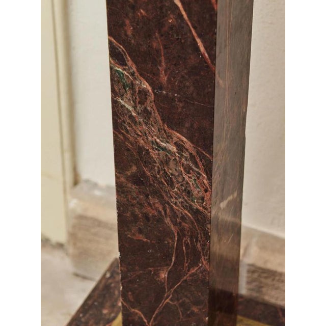 Stone Empire Red Marble Pedestals with Brass Applications, Set of 2 For Sale - Image 7 of 10