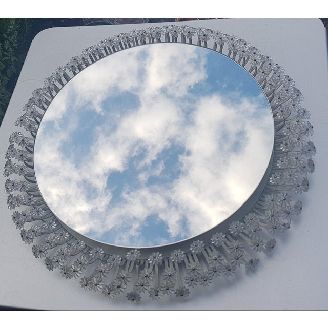 Mid-Century Modern Illuminated Mirror with Flower Border attributed to Schöninger, 1960s For Sale - Image 3 of 4
