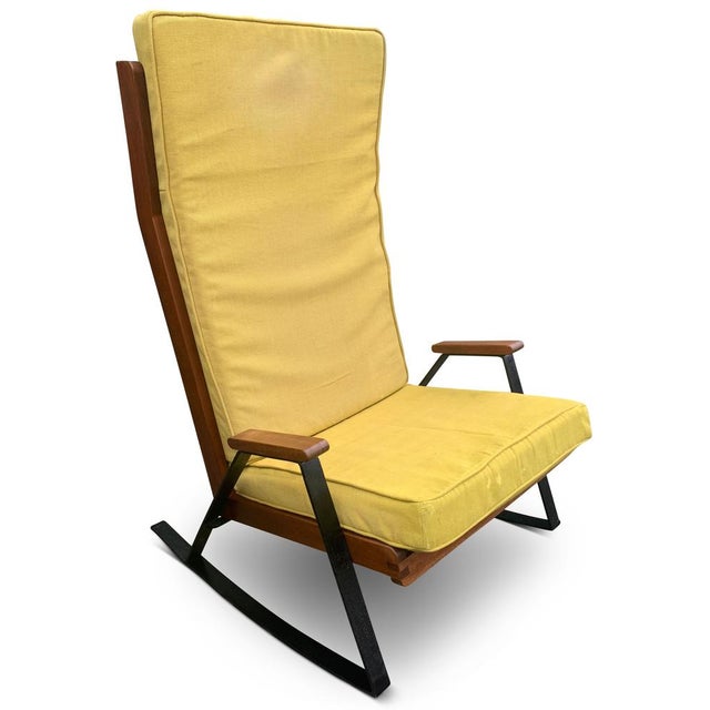 Mid-Century Teak and Ebonised Steel Shell Chairs with Upholstered Cushions in the style of Gerrit Rietveld, 1960s, Set of 2 For Sale - Image 11 of 18