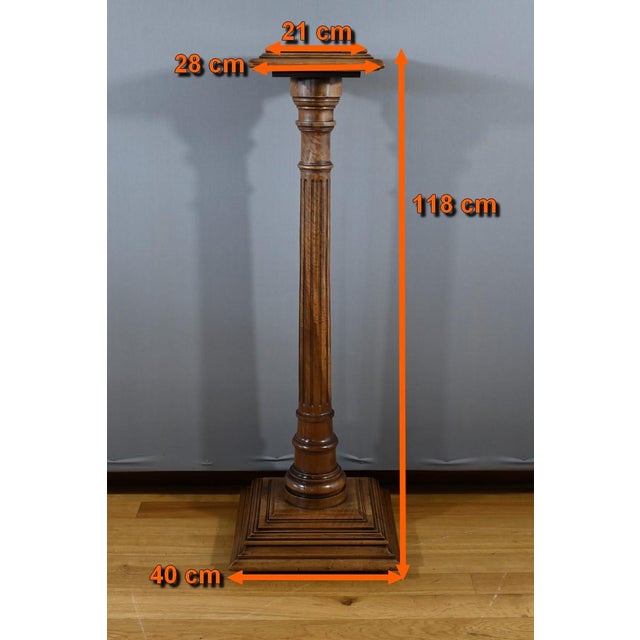 Louis XVI Style Walnut Column, 1920s For Sale - Image 10 of 11