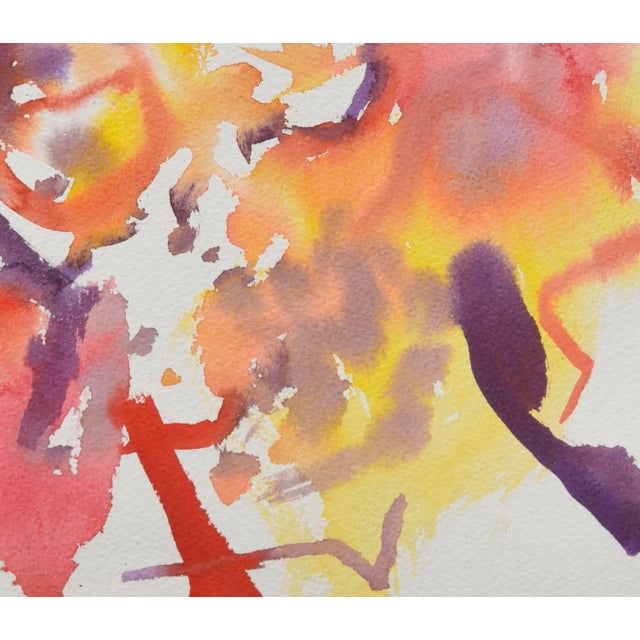 1980s Vintage Abstract Sunset Watercolor by Les Anderson For Sale - Image 5 of 7