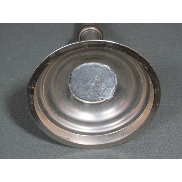 Silver Antique Mixed-Metal Push-Up Candlestick, Brass & Copper, 10.75"h For Sale - Image 8 of 8