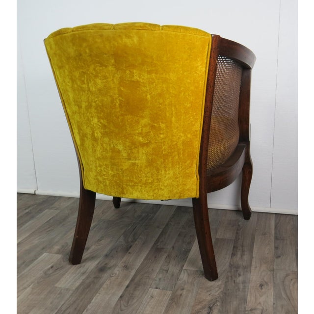1970s Vintage Lewittes Walnut and Chartreuse Velvet Accent Chair | Chairish